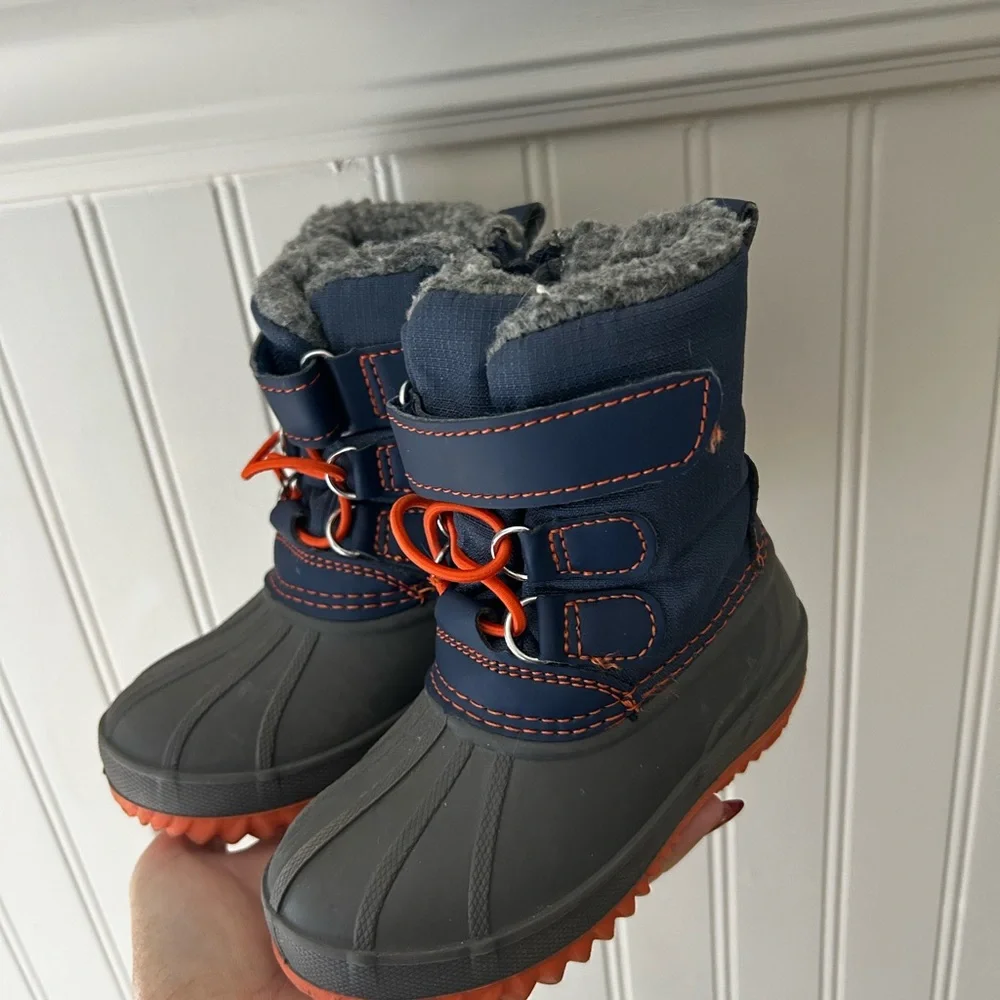 Target Kids' Size 5 Navy Orange Gray Snow Winter Boots
